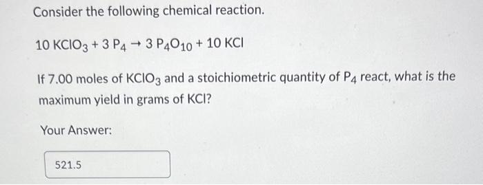 Solved Consider the following chemical reaction. | Chegg.com