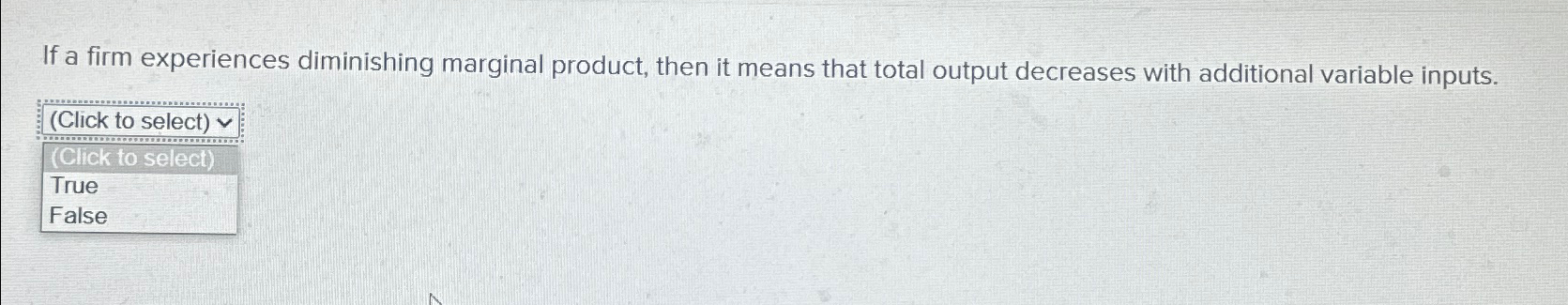 Solved If a firm experiences diminishing marginal product, | Chegg.com