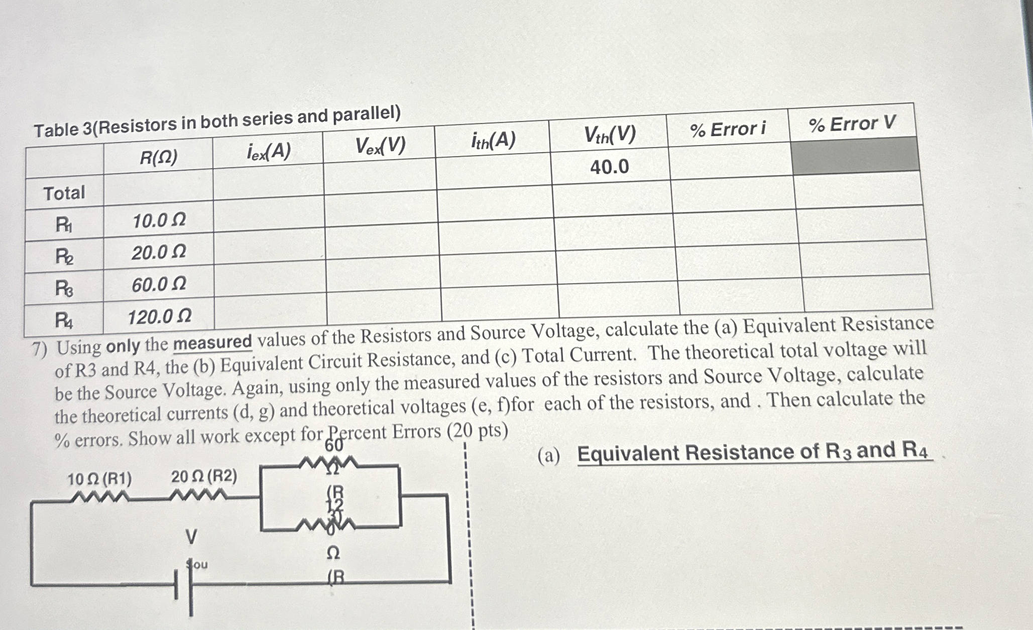 Table 3(Resistors in both series and