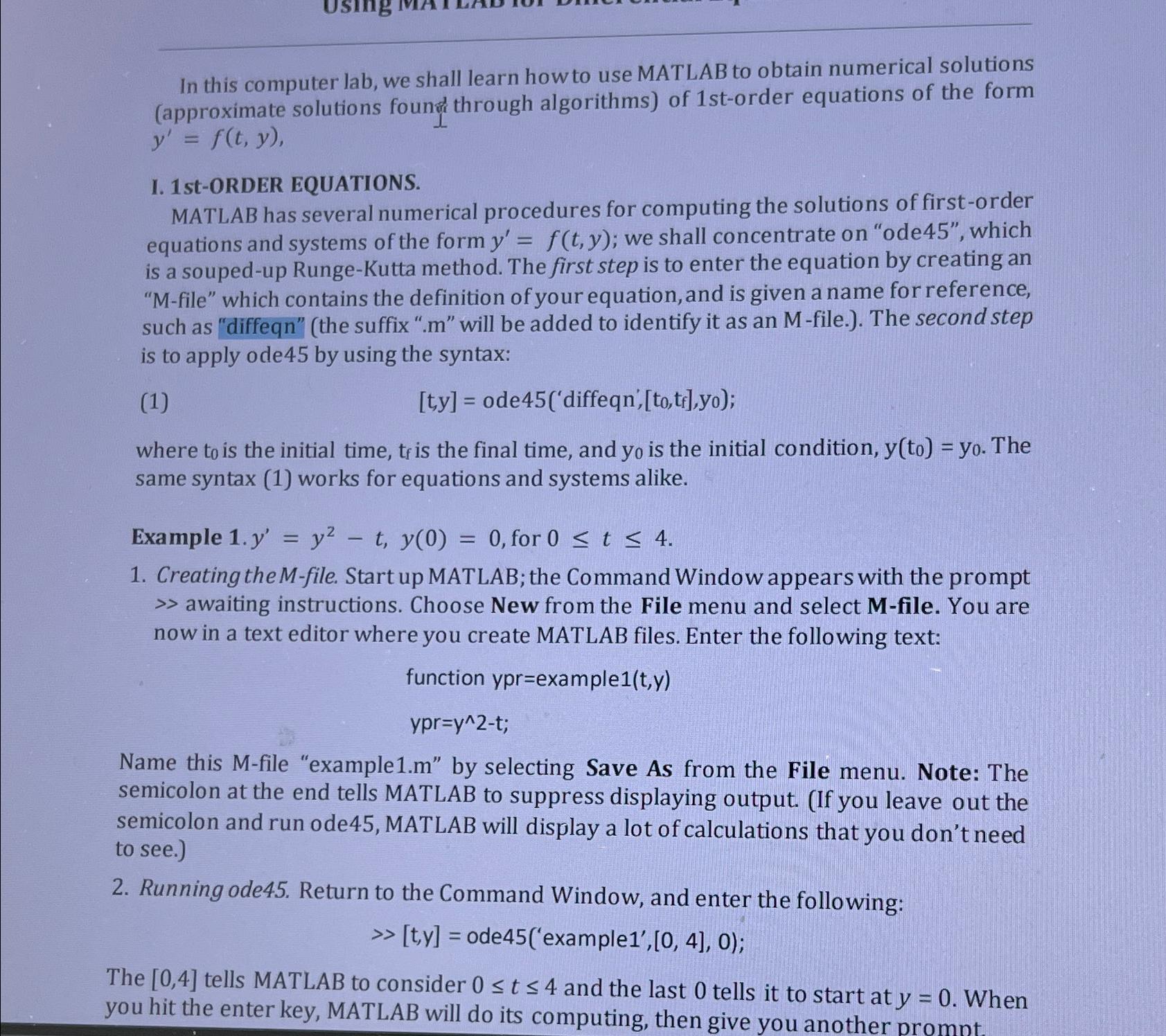 Solved In this computer lab, we shall learn how to use | Chegg.com