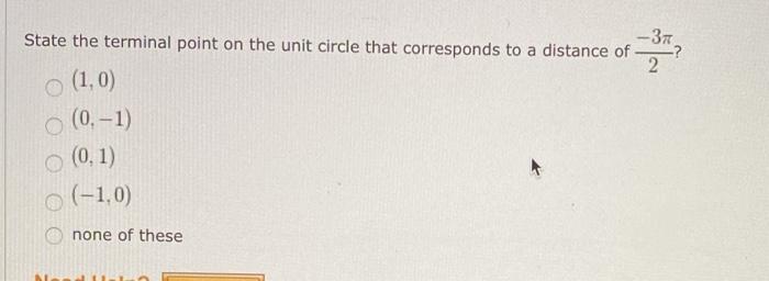 Solved State the terminal point on the unit circle that | Chegg.com