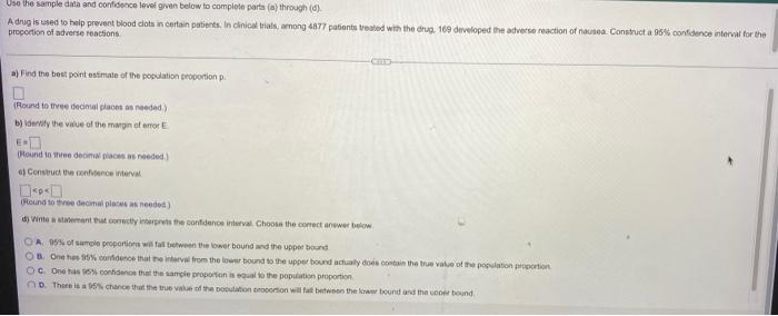 Solved Use The Sample Data And Confidence Level Given Below Chegg