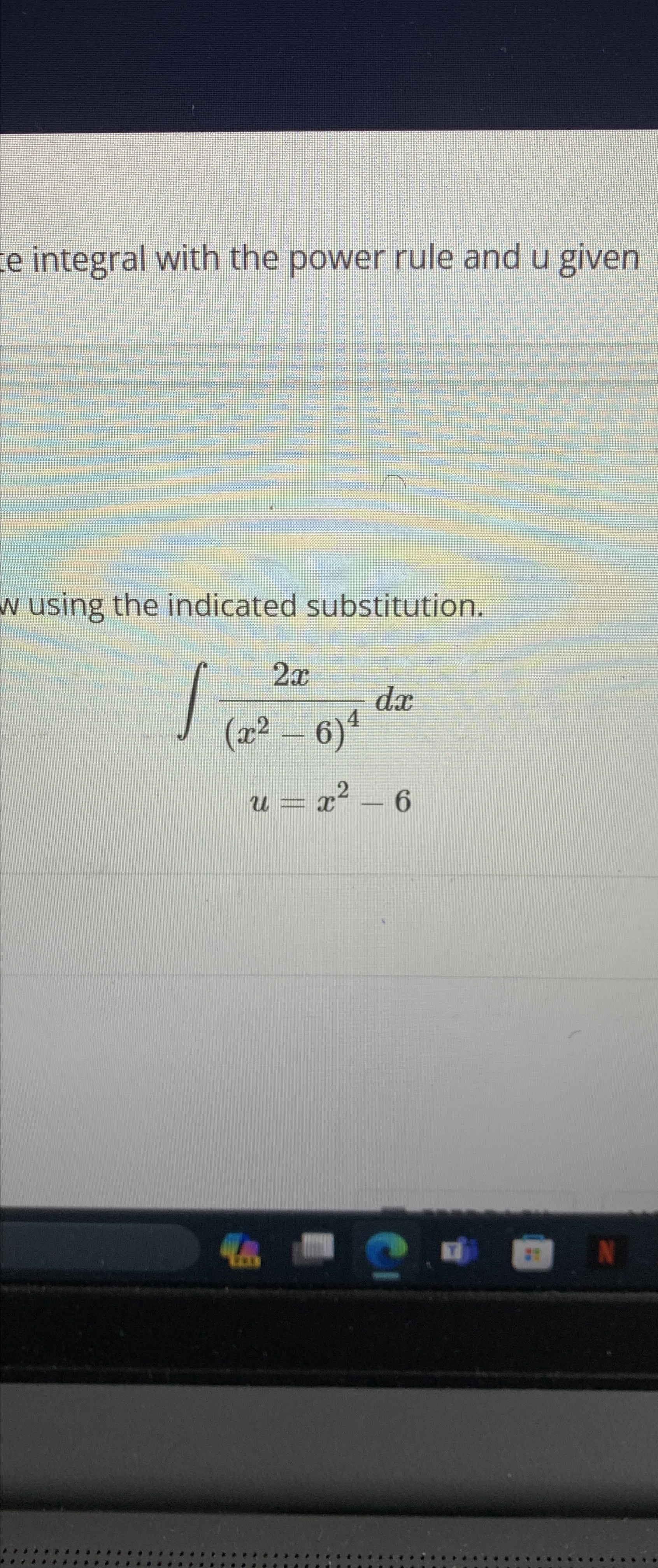 Solved integral with the power rule and u givenw using the | Chegg.com