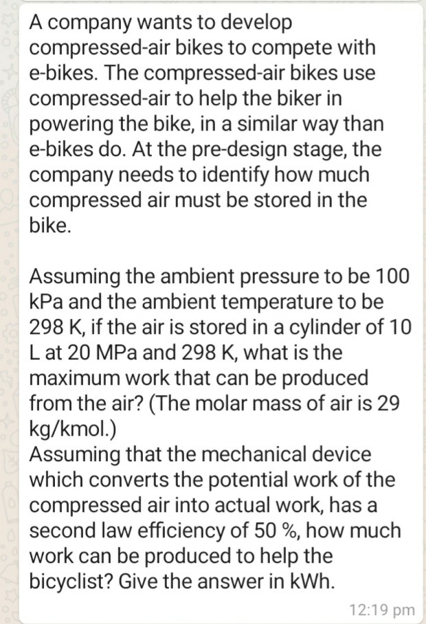 Solved A company wants to develop compressedair bikes to