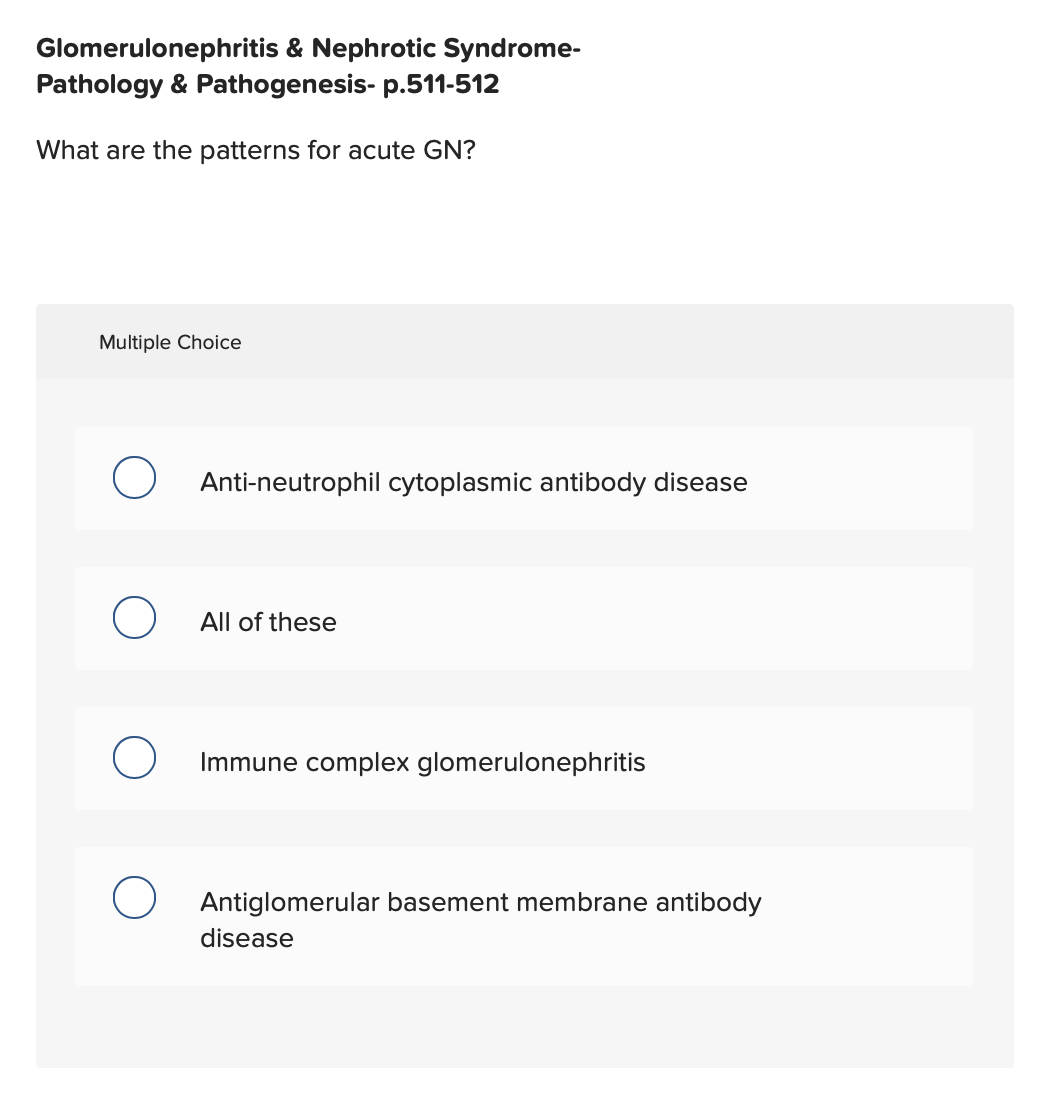 Complex Multiple Answer Questions Solved Glomerulonephritis \& Nephrotic SyndromePathology \& | Chegg.com
