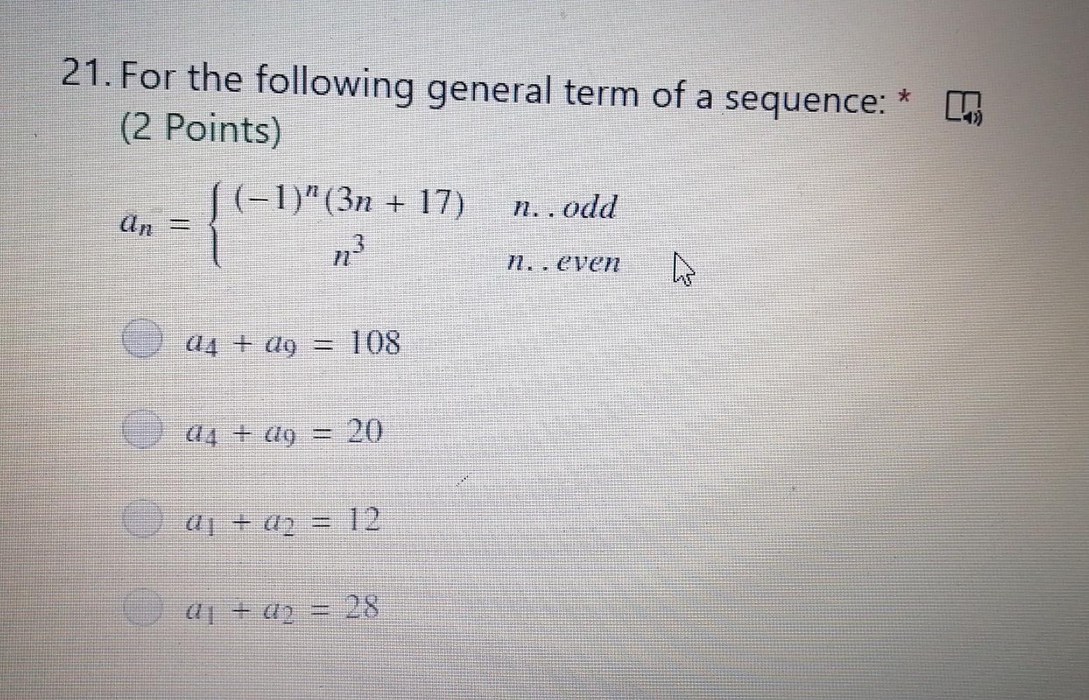 21 For The Following General Term Of A Sequence 2 Chegg Com