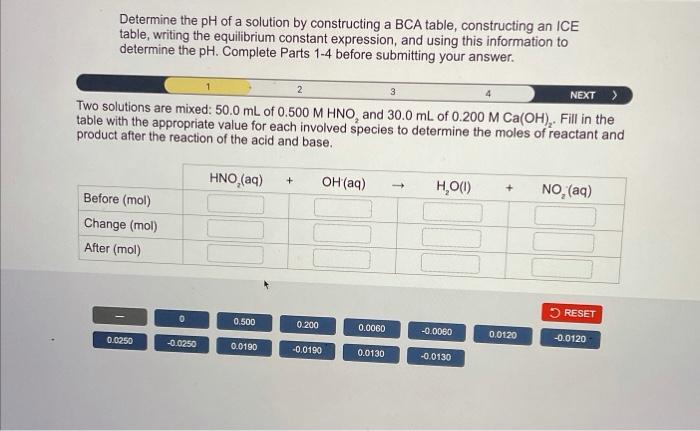 Solved Determine the pH of a solution by constructing a BCA | Chegg.com