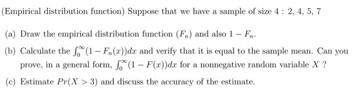 Solved (Empirical distribution function) Suppose that we | Chegg.com