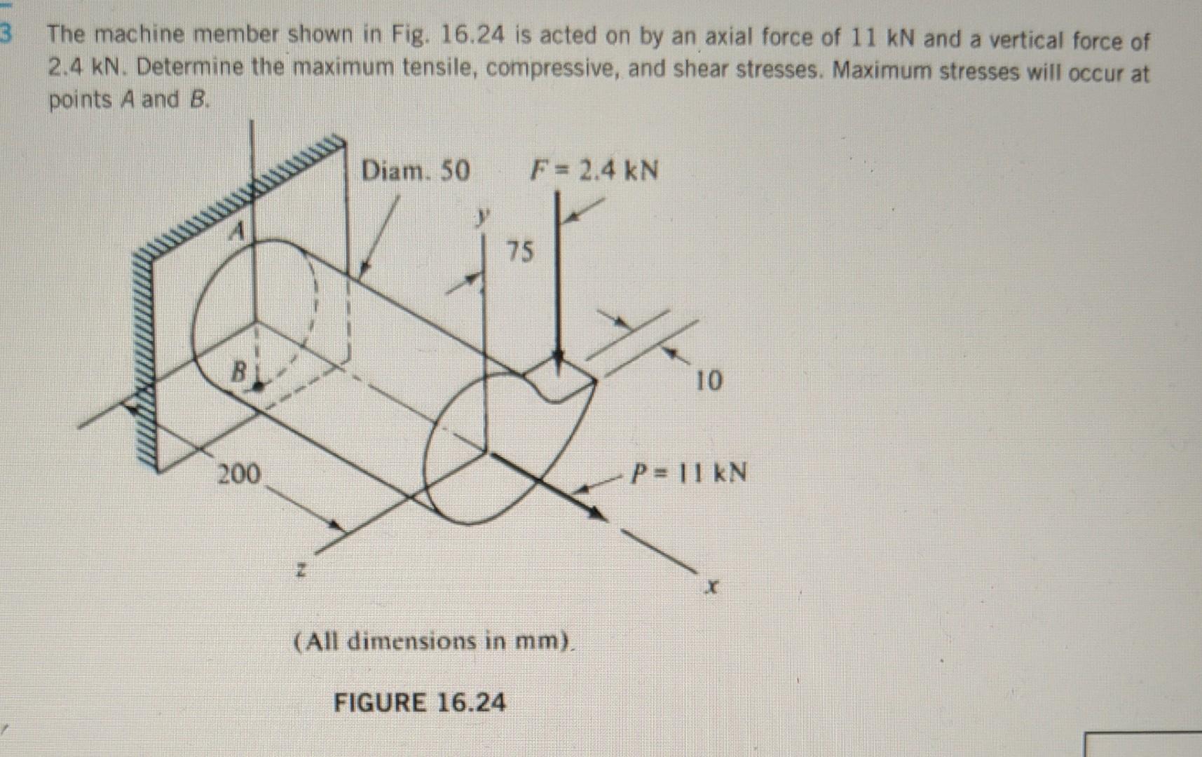Solved 3 The machine member shown in Fig. 16.24 is acted on | Chegg.com