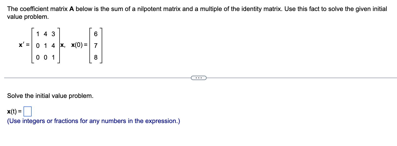 Solved The coefficient matrix A below is the sum of a | Chegg.com