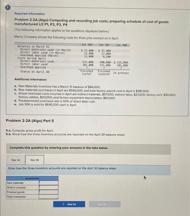 Solved Required Information Problem 2-2A (Algo) Computing | Chegg.com