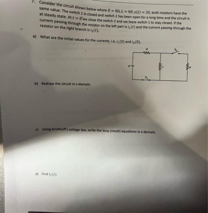 Solved 7. Consider the circuit shown below where | Chegg.com