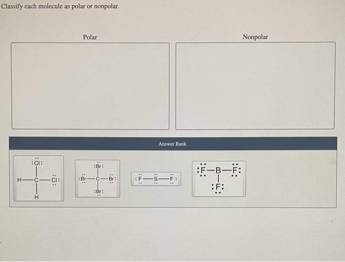 Solved Classify each molecule as polar or nonpolar. :CI: | Chegg.com