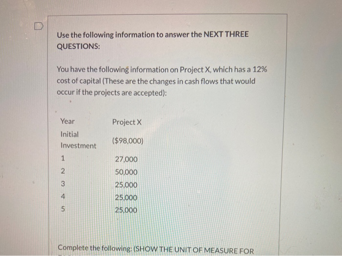 Solved Use the following information to answer the NEXT | Chegg.com