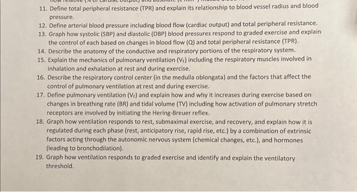 Solved 11. Define Total Peripheral Resistance (TPR) And | Chegg.com