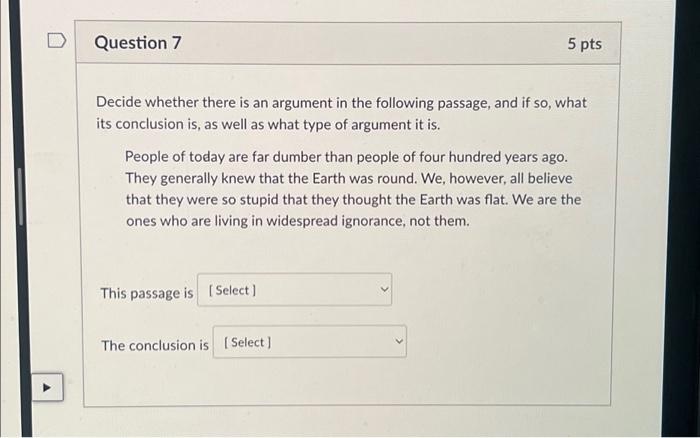 D Question 7 Decide whether there is an argument in | Chegg.com