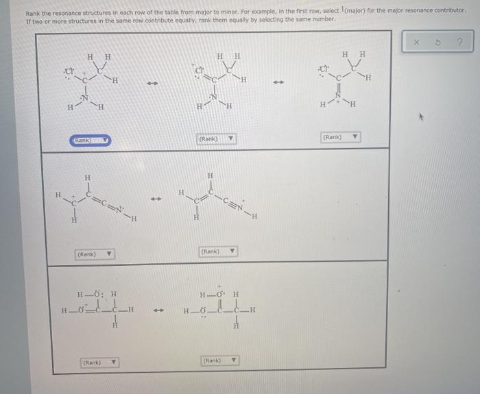 Solved Rank the resonance structures in each row of the | Chegg.com