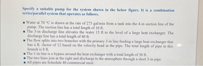 Solved Specify a suitable pump for the system shown in the | Chegg.com