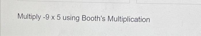 Solved Multiply -9 x 5 using Booth's Multiplication | Chegg.com