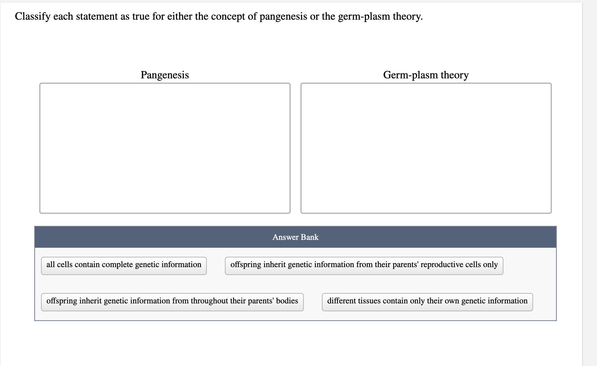Solved Classify each statement as true for either the | Chegg.com
