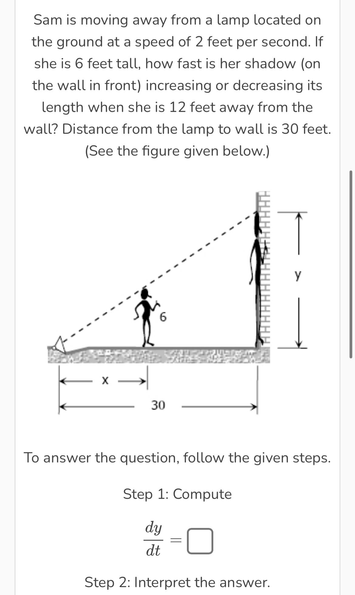 Solved Sam is moving away from a lamp located on the ground | Chegg.com