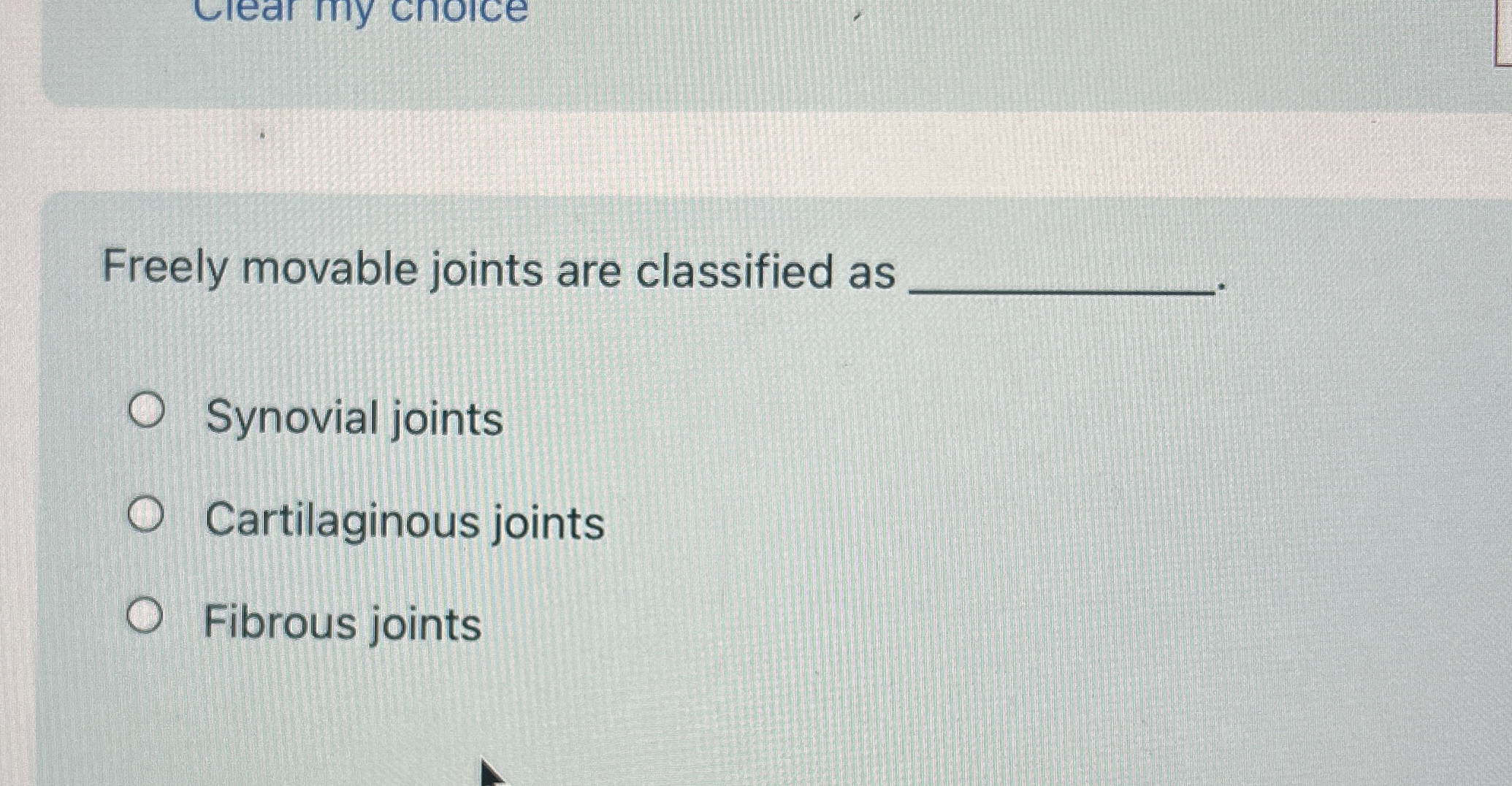 Solved Freely movable joints are classified asSynovial