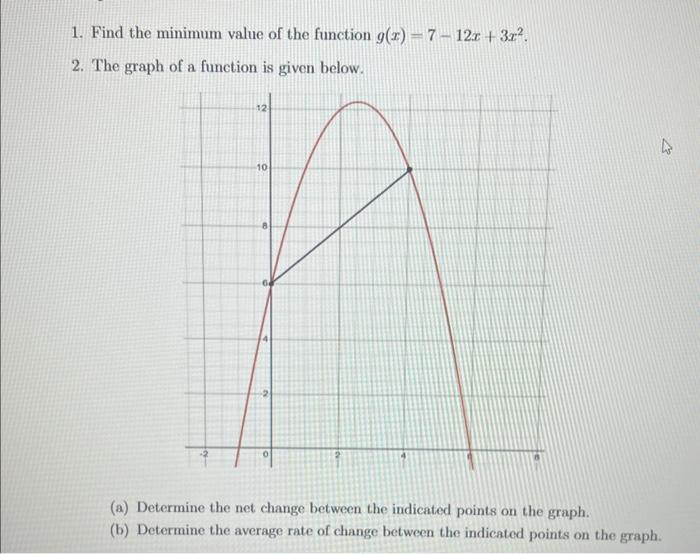 Solved 1. Find the minimum value of the function | Chegg.com
