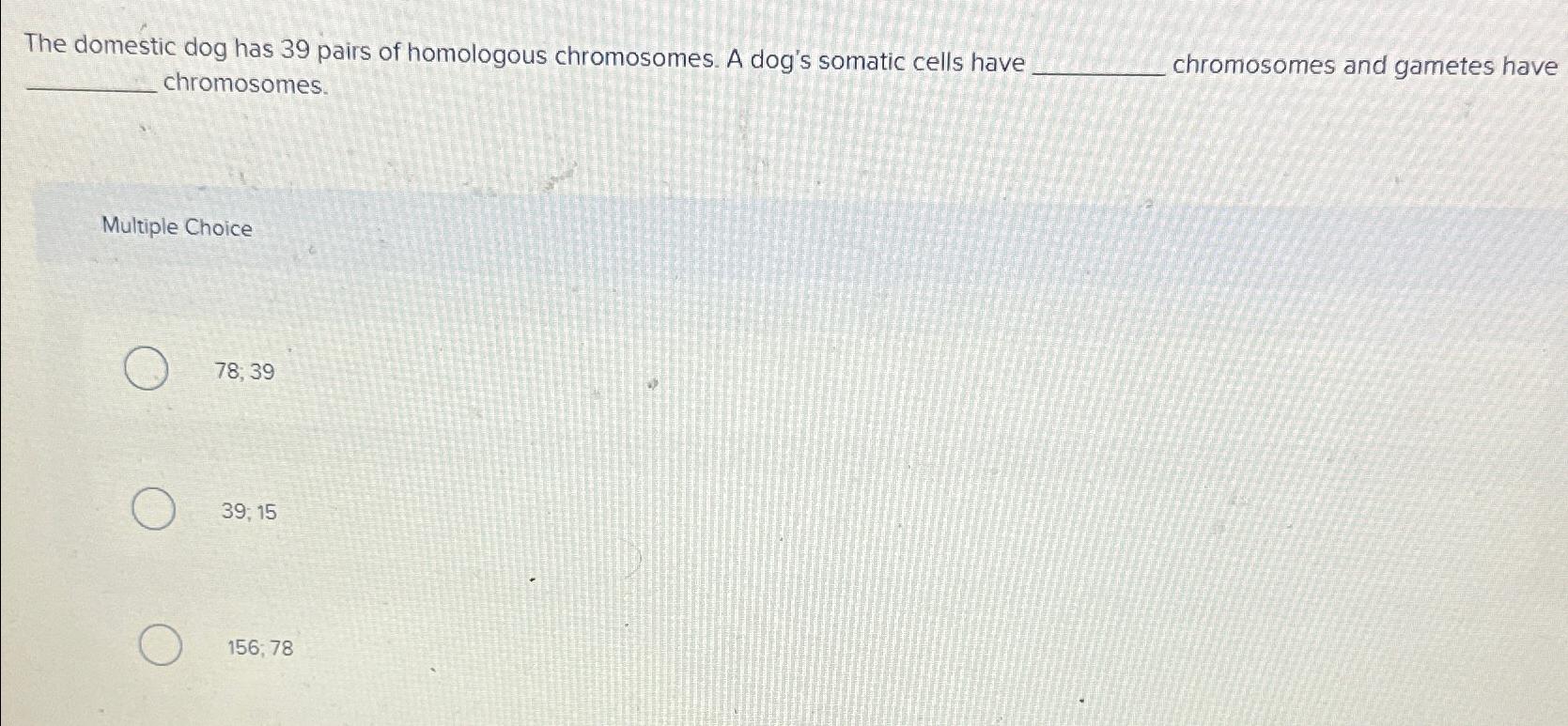 Solved The domestic dog has 39 ﻿pairs of homologous | Chegg.com