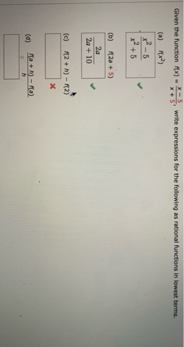 Solved Given the function f(x) X-5 x + 5' write expressions | Chegg.com