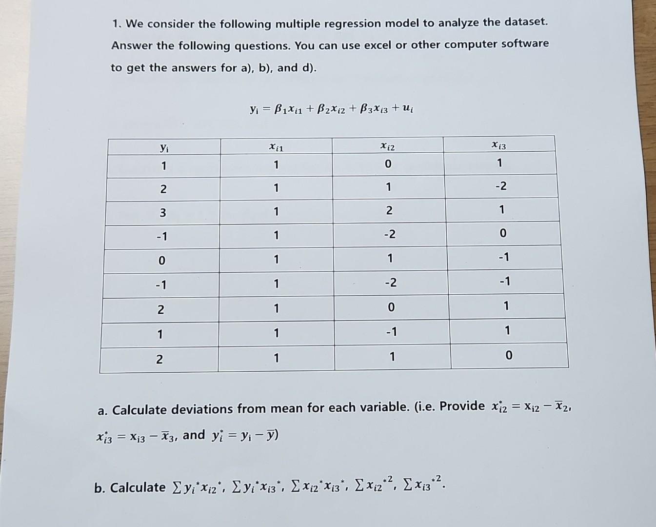 Solved 1. We Consider The Following Multiple Regression | Chegg.com