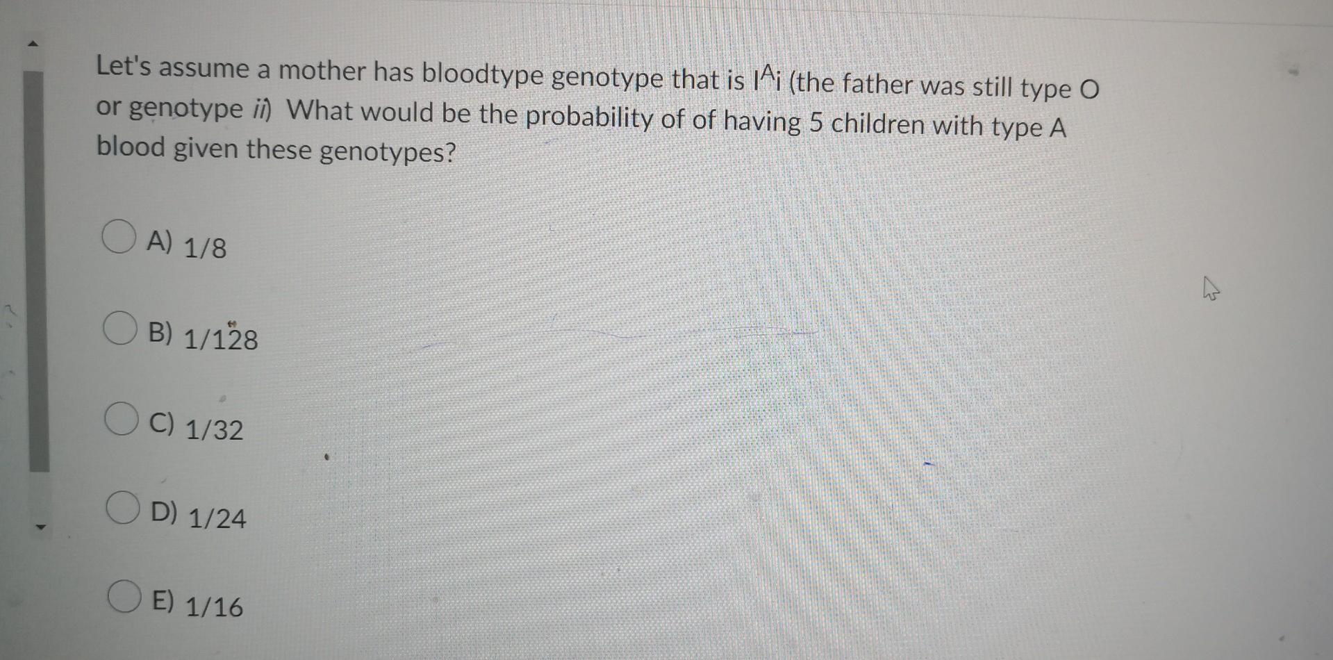 Solved Let's assume a mother has bloodtype genotype that is | Chegg.com