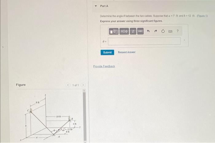 Solved Part A Determine The Angle Between The Two Cables. | Chegg.com