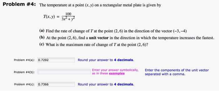 Solved Problem #4: The temperature at a point (x, y) on a | Chegg.com