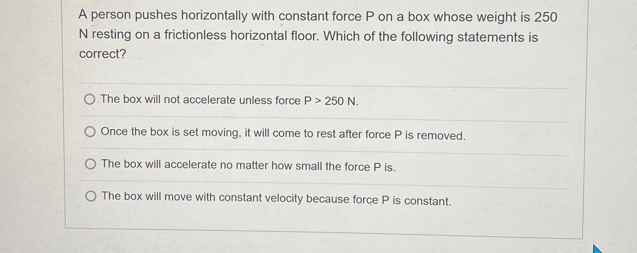 Solved A person pushes horizontally with constant force P | Chegg.com