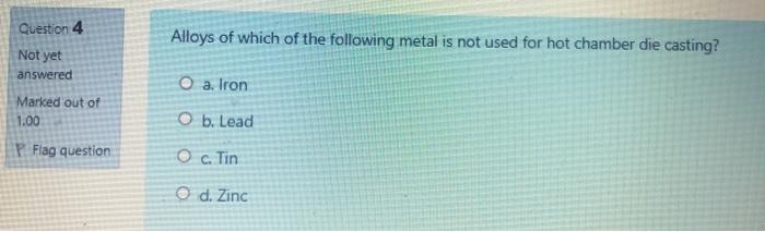 Solved Alloys of which of the following metal is not used | Chegg.com