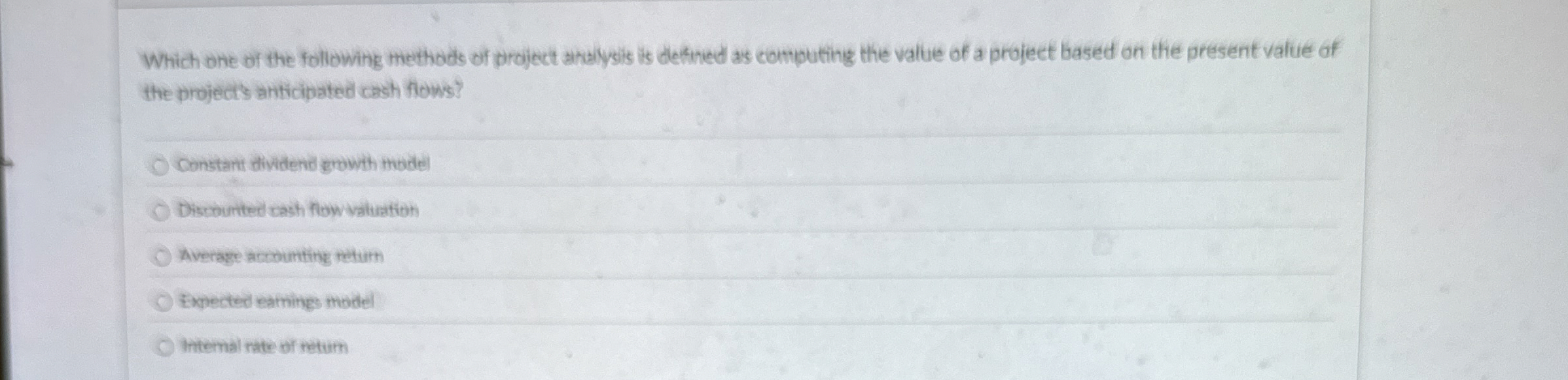Solved Which one of the following methods of project | Chegg.com