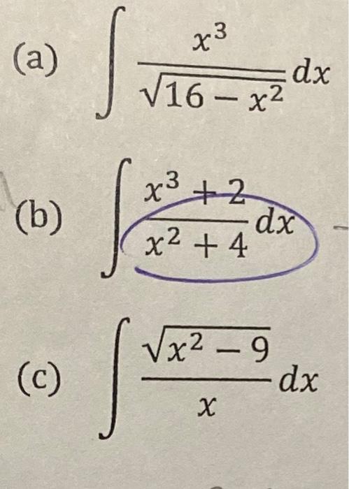 int frac x 3 sqrt 16 x 2 dx