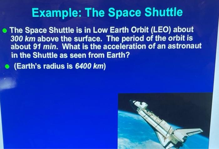 Solved The Space Shuttle is in Low Earth Orbit (LEO) about | Chegg.com