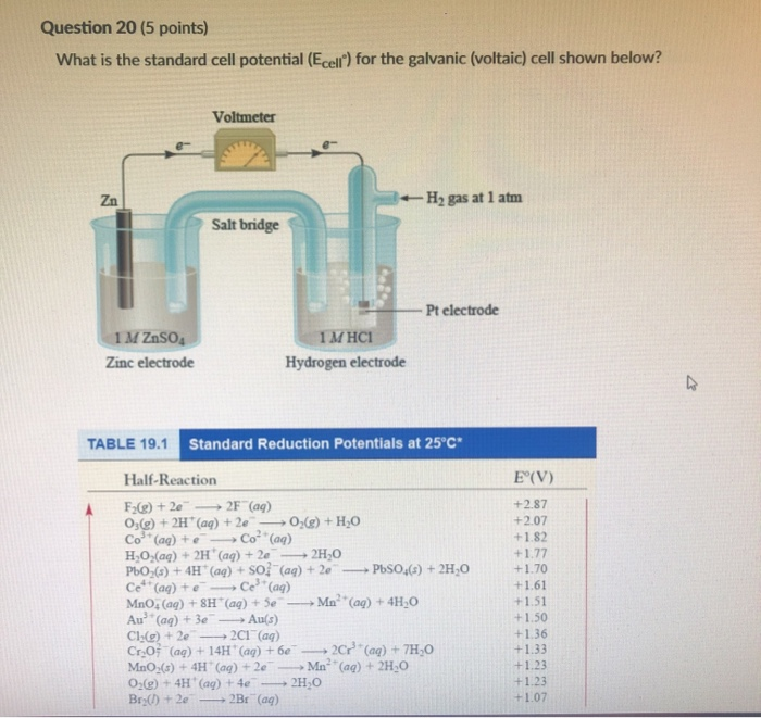 Solved Question 20 (5 points) What is the standard cell | Chegg.com