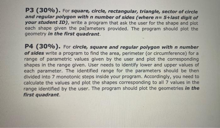 Solved P1 (20%). Figure 1 shows the geometry formulas for | Chegg.com