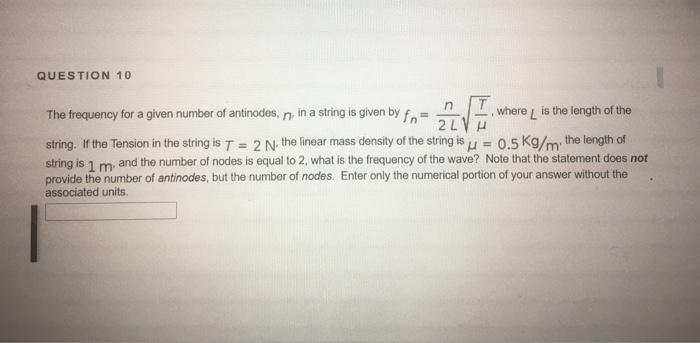 Solved Question 10 Ave The Frequency For A Given Number Of Chegg Com