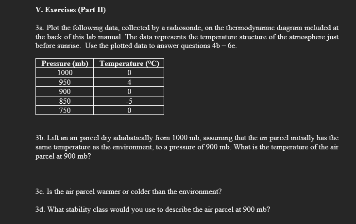 Solved Please help with question 3V. ﻿Exercises (Part II)3a. | Chegg.com