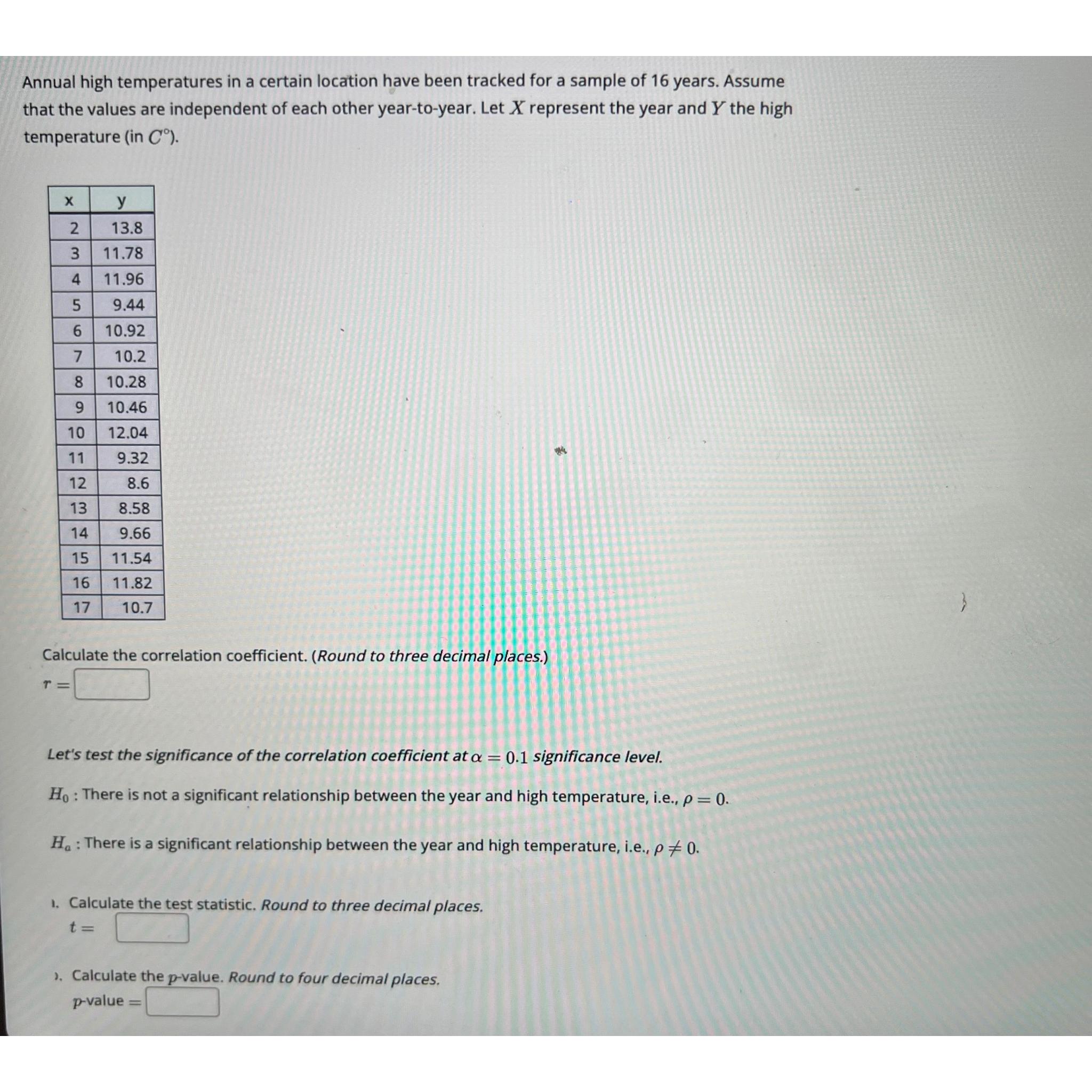 Solved Annual high temperatures in a certain location have | Chegg.com