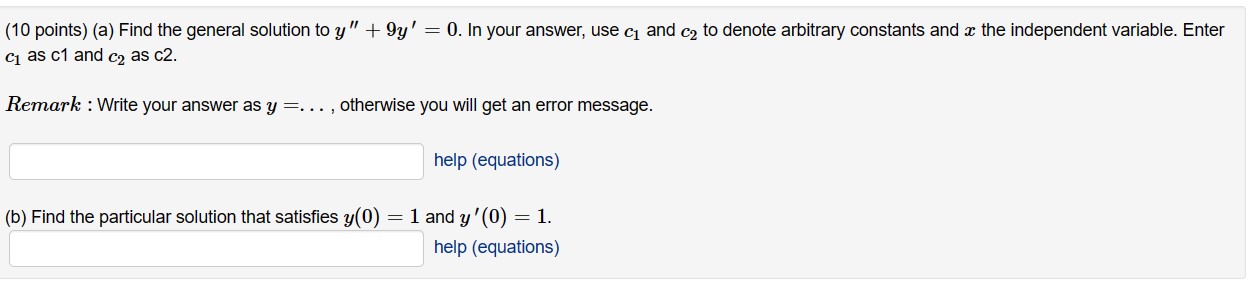 Solved (10 ﻿points) (a) ﻿Find the general solution to | Chegg.com