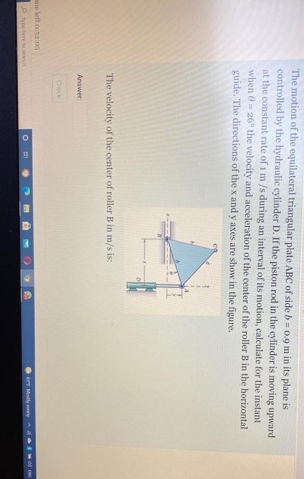 Solved The Motion Of The Equilateral Triangular Plate Abc Of