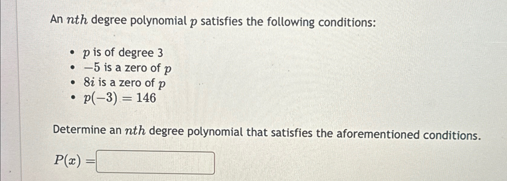 Solved An Nth ﻿degree Polynomial P ﻿satisfies The Following