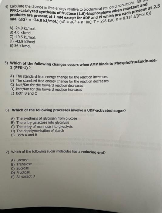 Solved 4 Calculate The Change In Free Energy Relative To Chegg Com