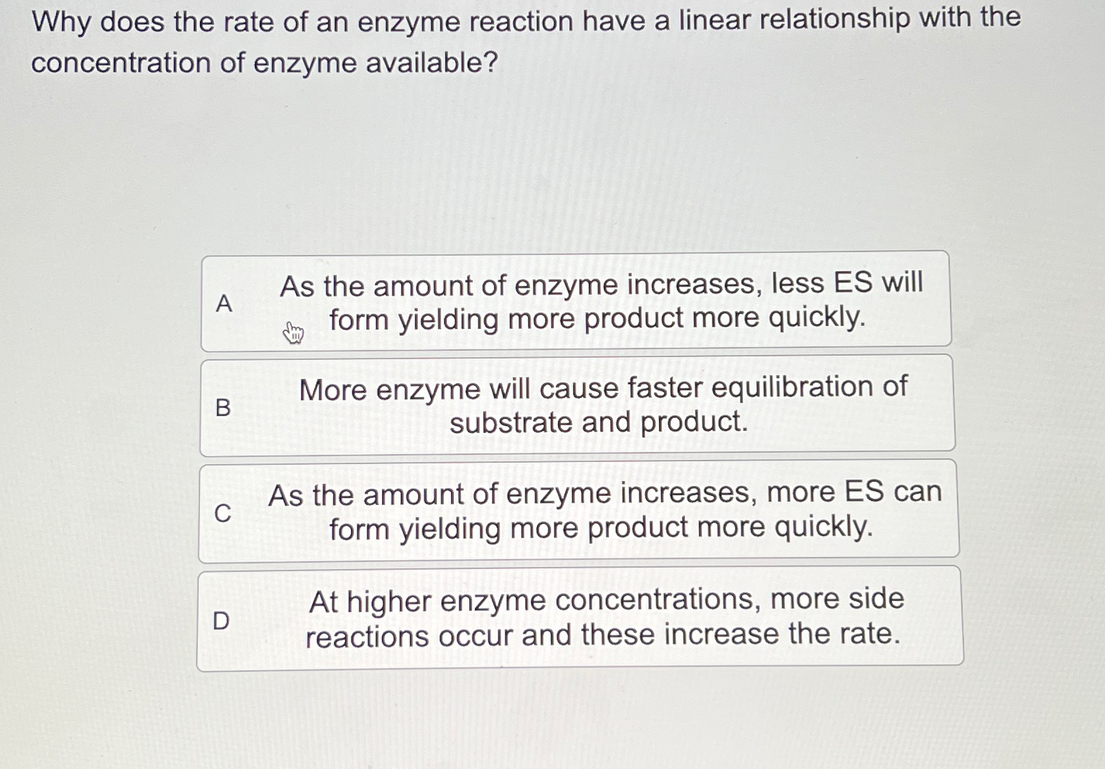 Solved Why does the rate of an enzyme reaction have a linear | Chegg.com
