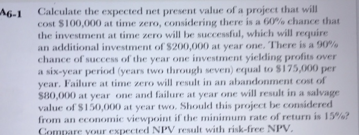 Solved A6-1 Calculate the expected net present value of a | Chegg.com