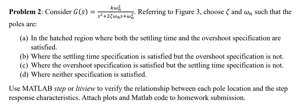 Zeta Math App Solved Problem 2: Consider G(s)=kωn2s2+2ζωns+ωn2. Referring | Chegg.com